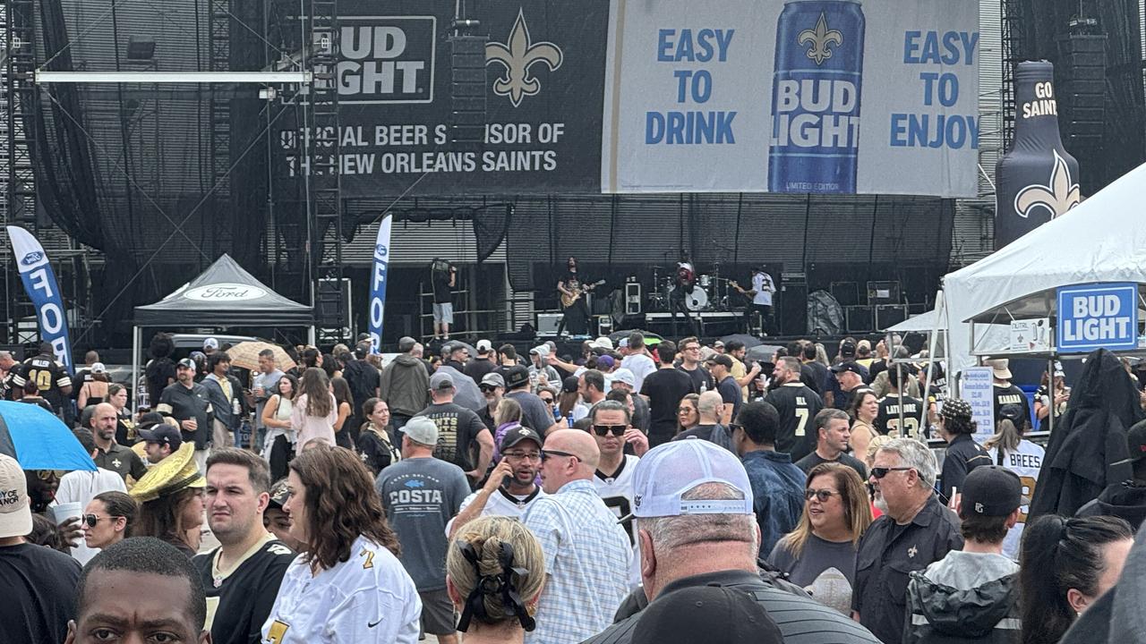 Champions Square had live music before the game. Photo: Andrew McMurtry