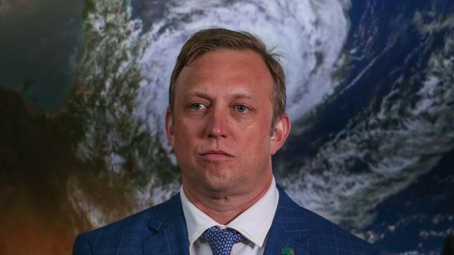 Mr Miles on Tuesday at a briefing on Tropical Cyclone Jaser. Picture: Glenn Campbell / NCA NewsWire