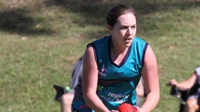 Danielle Watson in action for the Coffs Harbour Breakers Australian rules football club. Photo: supplied.