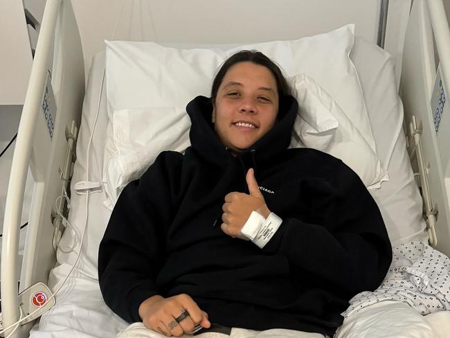 13 January, 2024.  Sam Kerr recovering from injury in hospital . Photo: Instagram / Supplied