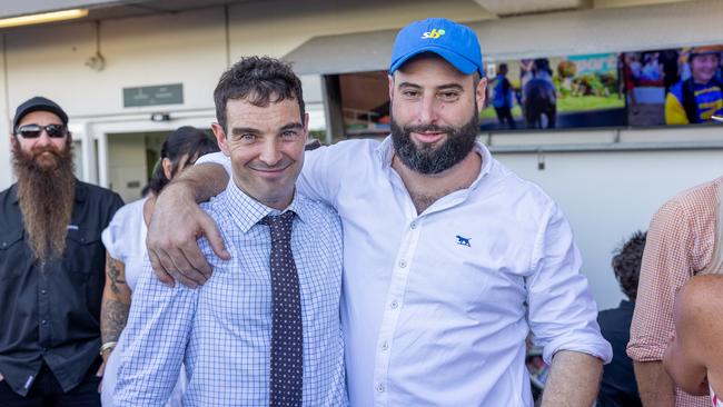 Niki O'Shea and Will Clarken (left to right) celebrate following Silent Surrente's Adelaide Cup win. Picture: Makoto Kaneko