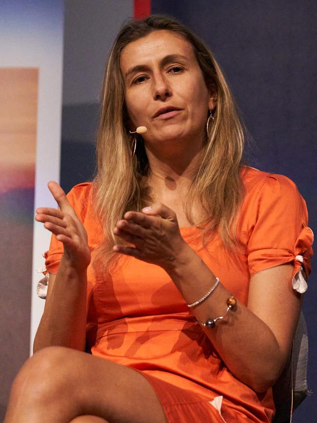 Flavia Tata Nardini talking at the Advertiser’s Space Forum at the University of Adelaide in 2020. Picture: MATT LOXTON