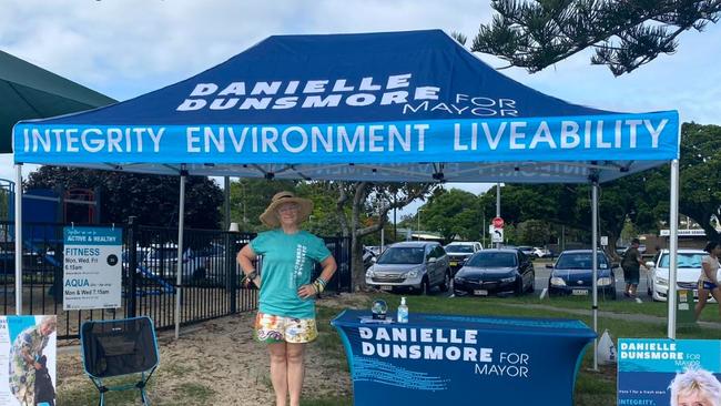 Out on the campaign trail, Danielle Dunsmore, mayoral candidate in the 2024 Gold Coast local government poll.