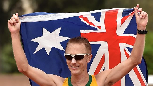 Jared Tallent wins second place of the 50KM Race Walk at IAAF Race Walking Team Campionship Rome