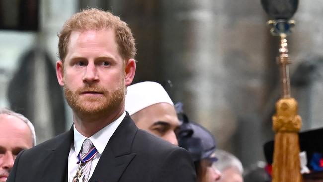 Prince Harry, Duke of Sussex during the Coronation of King Charles II. Picture: Ben Stansall – WPA Pool/Getty Images