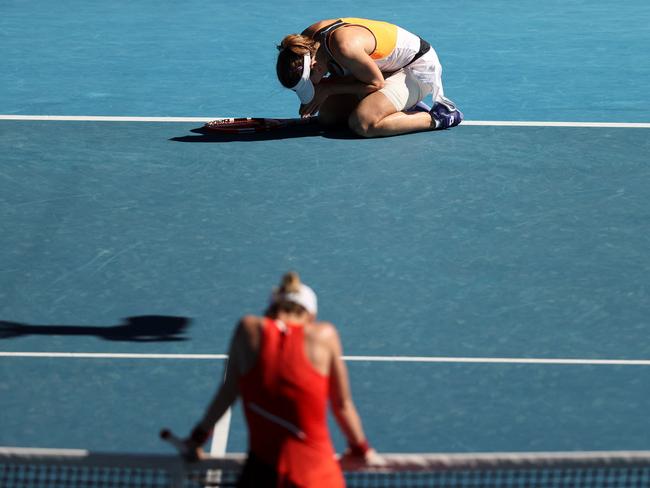 The stifling heat sapped the energy out of Alize Cornet and Simona Halep — what Alex de Minaur was hoping would happen to Jannik Sinner. Picture: AFP