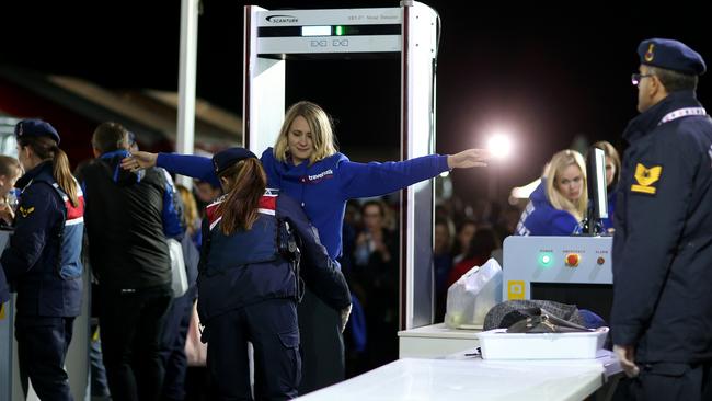 Australians go through security at Gallipoli. Picture: Sahin Erdem