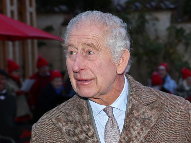 TETBURY, ENGLAND - DECEMBER 8: King Charles III tries a glass of mulled cider during a festive themed 'Celebration of Craft' at Highgrove House on December 8, 2023 in Tetbury, England. The King met graduates and tutors and saw the work produced by The King's Foundation's Craft programmes, including the Metiers d'Art Fellowship, the School of Traditional Arts, and the Building Arts Programme. (Photo by Adrian Dennis - WPA Pool/Getty Images)