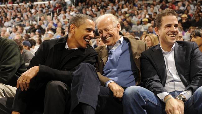 Hunter Biden with Barack Obama and Joe Biden in 2010. Picture: Getty Images