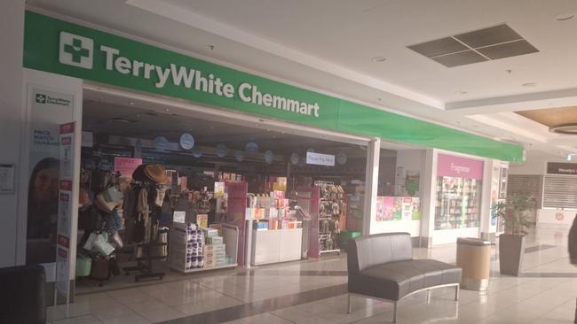 Power is out at Mt Barker mall, leaving stores in darkness. Picture: Jes Grace