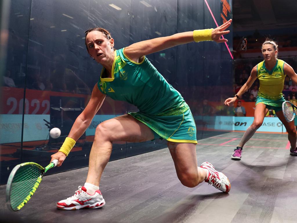 Rachael Grinham in action against fellow Australian squash star Donna Lobban during the Birmingham Games in 2022. Picture: Getty Images