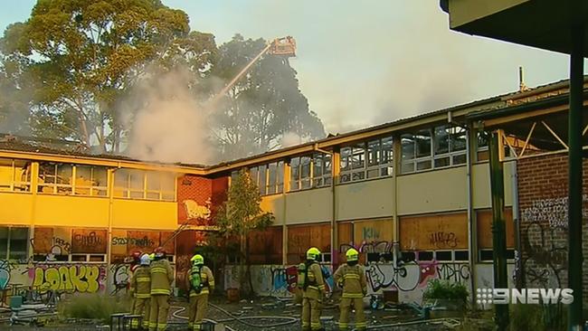 Two fires tore through the school school in 10 months. Picture: 9News