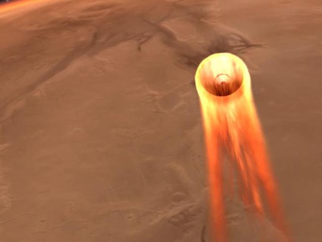 This artist's impression shows InSight's entry, descent and landing on Mars. Picture: AFP