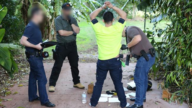 Australian Federal Police arrest a man over the alleged cocaine smuggling operation. Picture: AFP