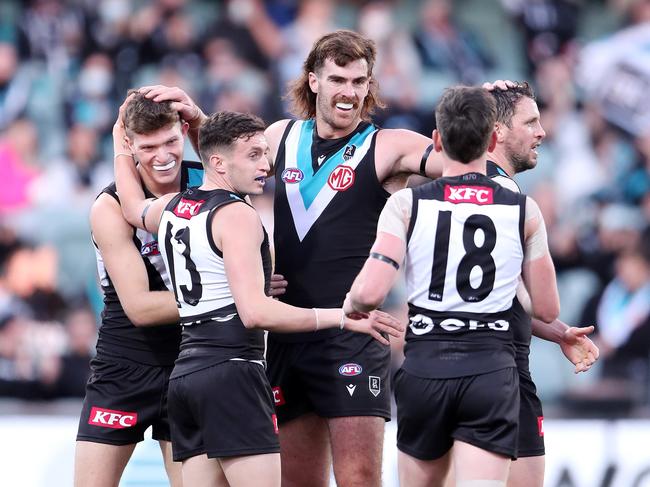 Port Adelaide is hoping to win its first grand final since 2004. (Photo by Sarah Reed/AFL Photos via Getty Images)