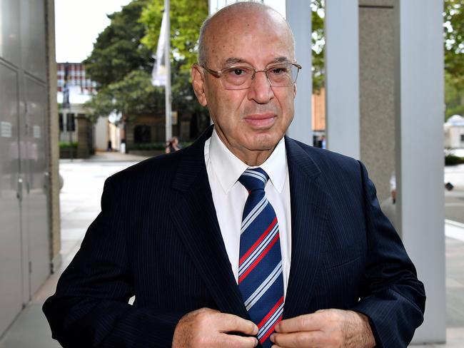 Eddie Obeid arrives at the Supreme Court of NSW in Sydney, Thursday, February 20, 2020. Obeid, 76, his 50-year-old son Moses, and former NSW ministerial colleague Ian Macdonald, 70, have pleaded not guilty over an alleged coalmining conspiracy between 2007 and 2009. (AAP Image/Joel Carrett) NO ARCHIVING