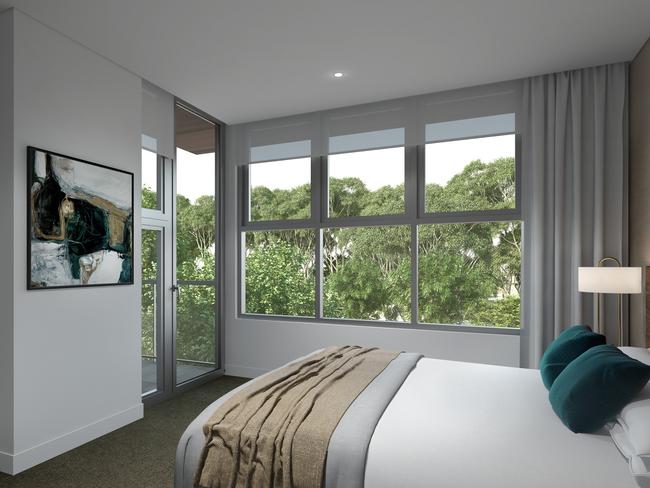 One of the bedrooms at the Rise at Wood Glen.