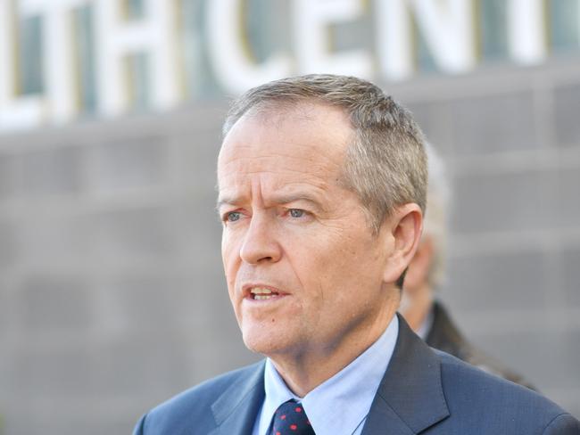 Federal Opposition Leader Bill Shorten speaks to the media after a tour of the Summit Health Centre in Mt Barker, Adelaide, Friday, July 13, 2018. (AAP Image/David Mariuz) NO ARCHIVING