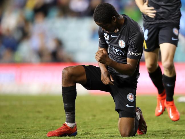 Double trouble: Shayon Harrison celebrates scoring his second goal.