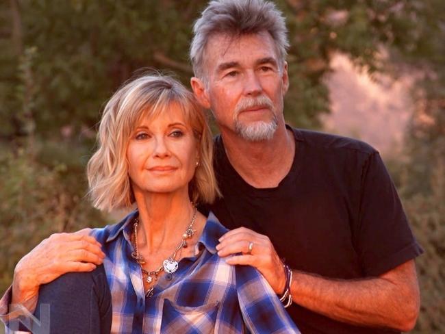 Olivia Newton-John and her husband John Easterling. Picture: Channel 7/Sunday Night