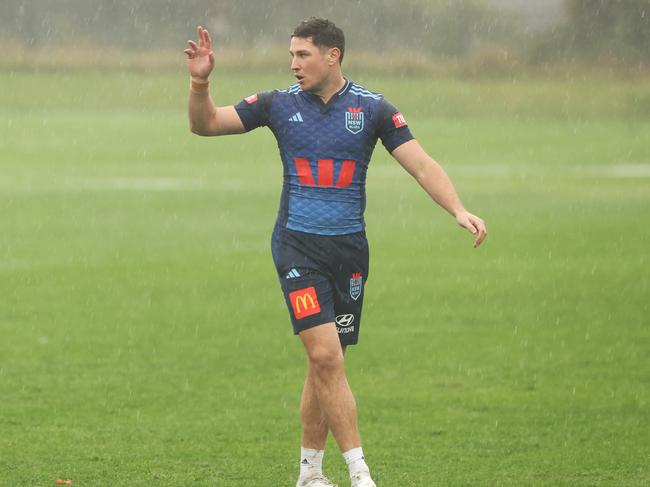 It was a wet day at training for the Blues. Picture: Rohan Kelly