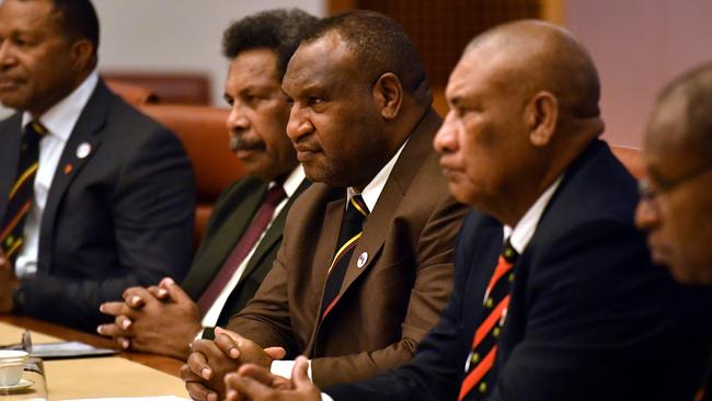 Papua New Guinea's Prime Minister James Marape in Canberra today. Picture: AFP