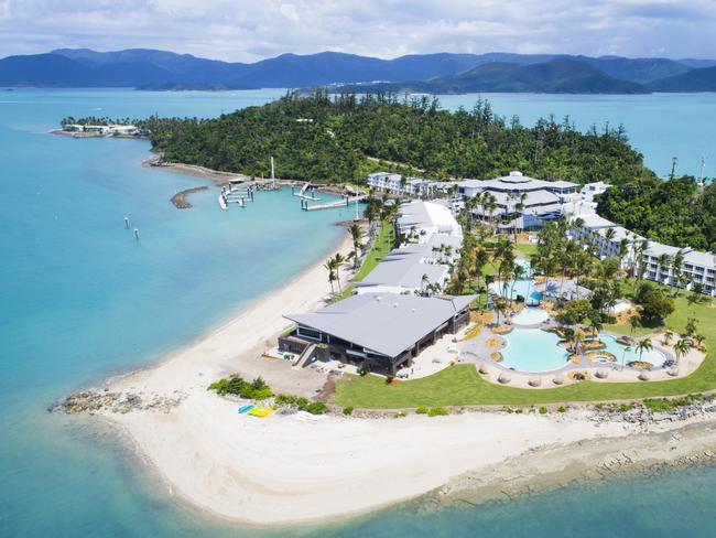 After Debbie: an aerial view of the redeveloped Daydream Island in the Whitsundays. Photo: Lachie Millard