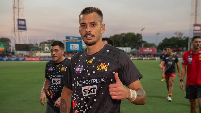 Joel Jeffrey at the Gold Coast Suns vs Geelong Cats Round 10 AFL match at TIO Stadium. Picture: Pema Tamang Pakhrin