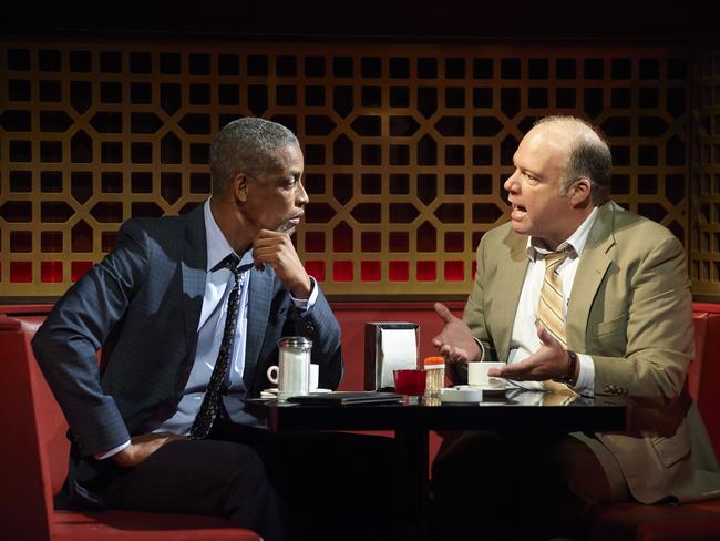 Kenneth Ransom and Luke Hewitt in Glengarry Glen Ross. Picture: Gary Marsh/Supplied