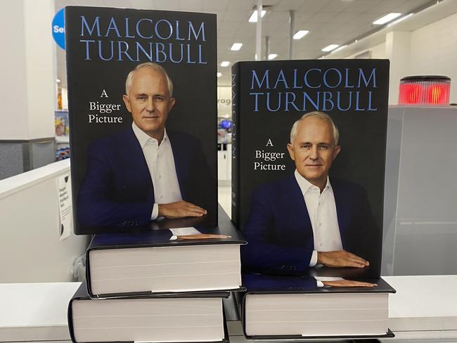 Copies of Malcolm Turnbull's new book on display in a department store in Canberra on Monday. Picture: AAP