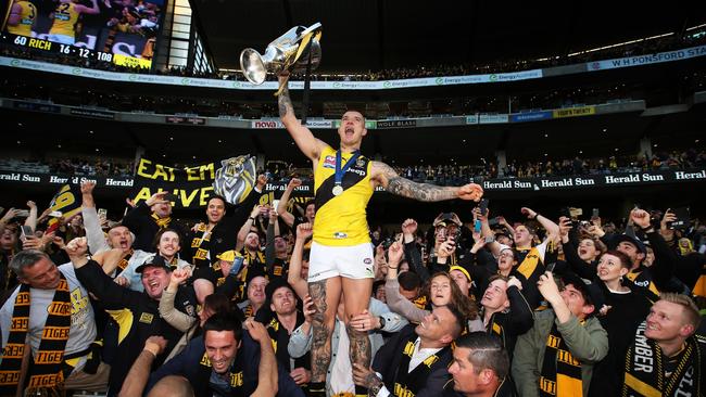 Martin celebrates with the Richmond faithful. Picture: Phil Hillyard