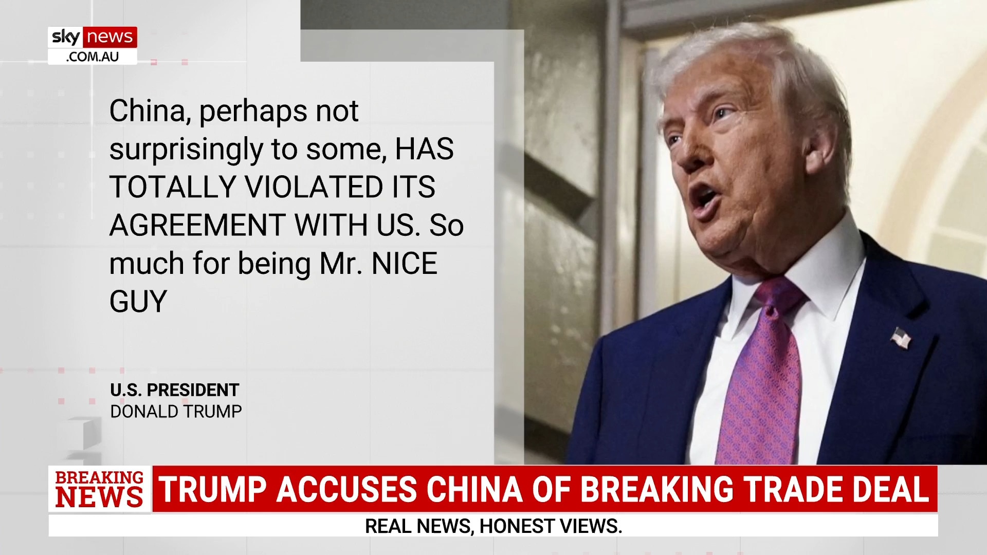 Trump accuses China of breaking trade deal
