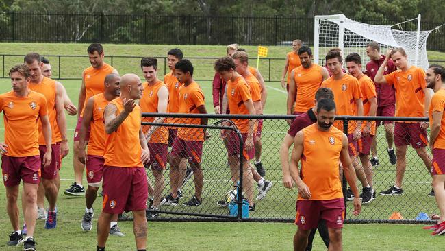 Brisbane Roar players at their new training base.