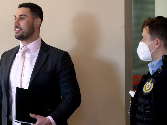 Salim Mehajer has his temperature taken outside court. Picture: NCA NewsWire/Jeremy Piper