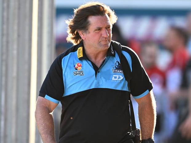 A defiant Des Hasler insists he won’t walk out on the Titans. Picture: NRL Photos