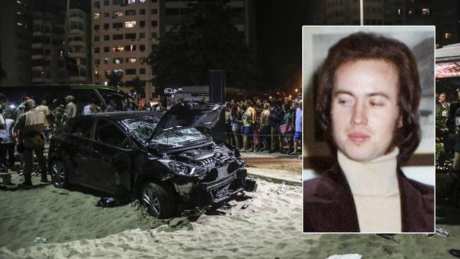 The car that smashed into Copacabana Beach, leaving Australian John Gott in a coma. Picture: AP