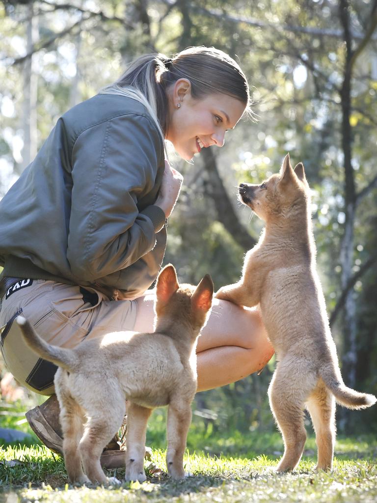 Imogen Melder with Bandit and Bluey.