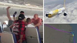 A flight was forced to trun back to Australia after a man began to fight with fellow travellers.