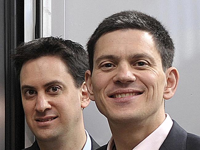 Brothers David Miliband (R), Britain's Former Foreign Secretary and Ed Miliband, Britain's Former Energy Secretary.