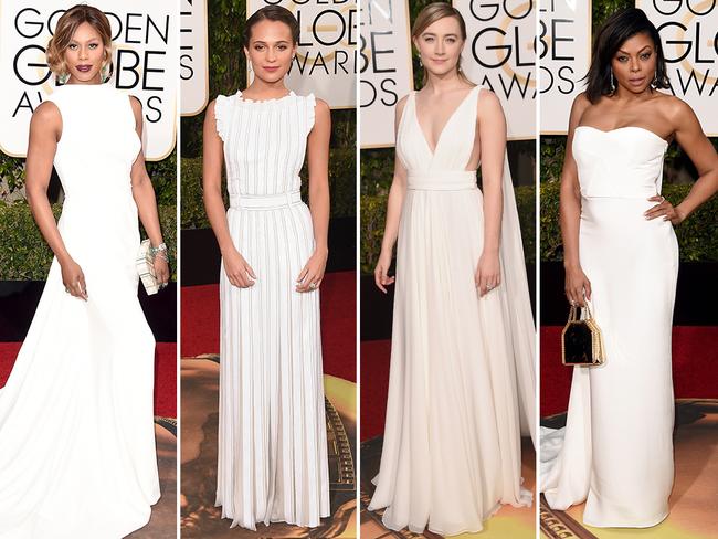 Wonderful in white ... Lavern Cox, Alicia Vikander, Saoirse Ronan and Taraji P. Henson. Picture: Getty