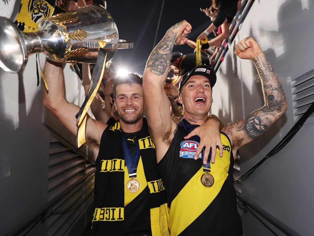 And Martin with Trent Cotchin following the 2020 triumph. Picture: Michael Klein