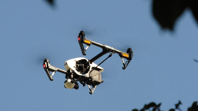 Fire drone in the sky over a house fire. Picture: AAP