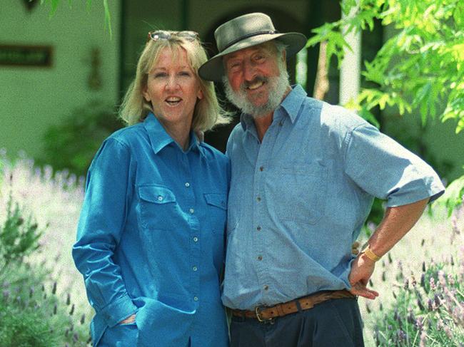 Geoff Harvey with wife Katrina at their property near Berrima in 1999.