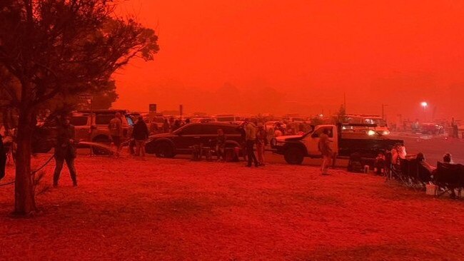 East Gippsland residents have retreated to the beach at Mallacoota. Picture: Supplied