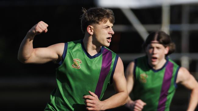 Action from the 2023 Herald Sun Shield Senior Boys Division 1 semi-final between Parade College and Padua College at Trevor Barker Oval. Picture: Luke Hemer / AFL Victoria