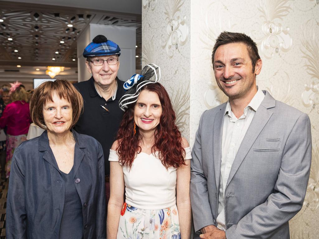 At Hope Horizons Melbourne Cup charity lunch are (from left) Judy McCabe, Dan McCabe, Christie Benton and Darren Benton, the lunch is hosted by Rotary Club of Toowoomba City at Burke and Wills Hotel, Tuesday, November 5, 2024. Picture: Kevin Farmer