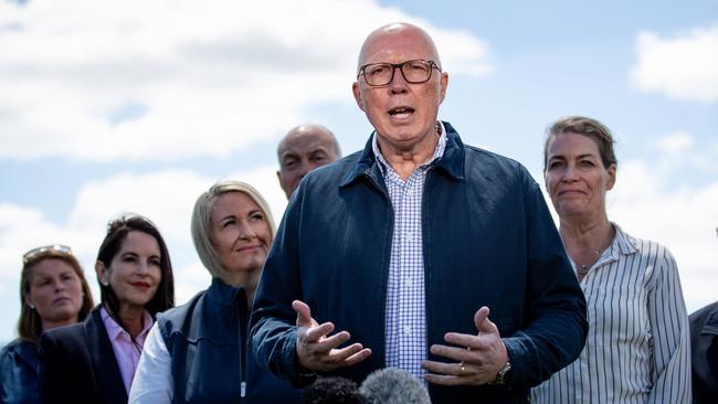 Peter Dutton at Littlewood Berry Farm in Richmond, Tasmania. Picture: NewsWire / Linda Higginson