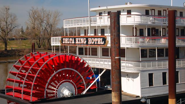 The historic Delta Queen paddle boat that sails on the Sacramento River.