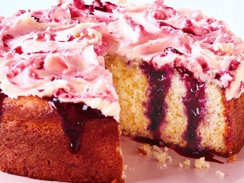 Lemon blueberry poke cake.