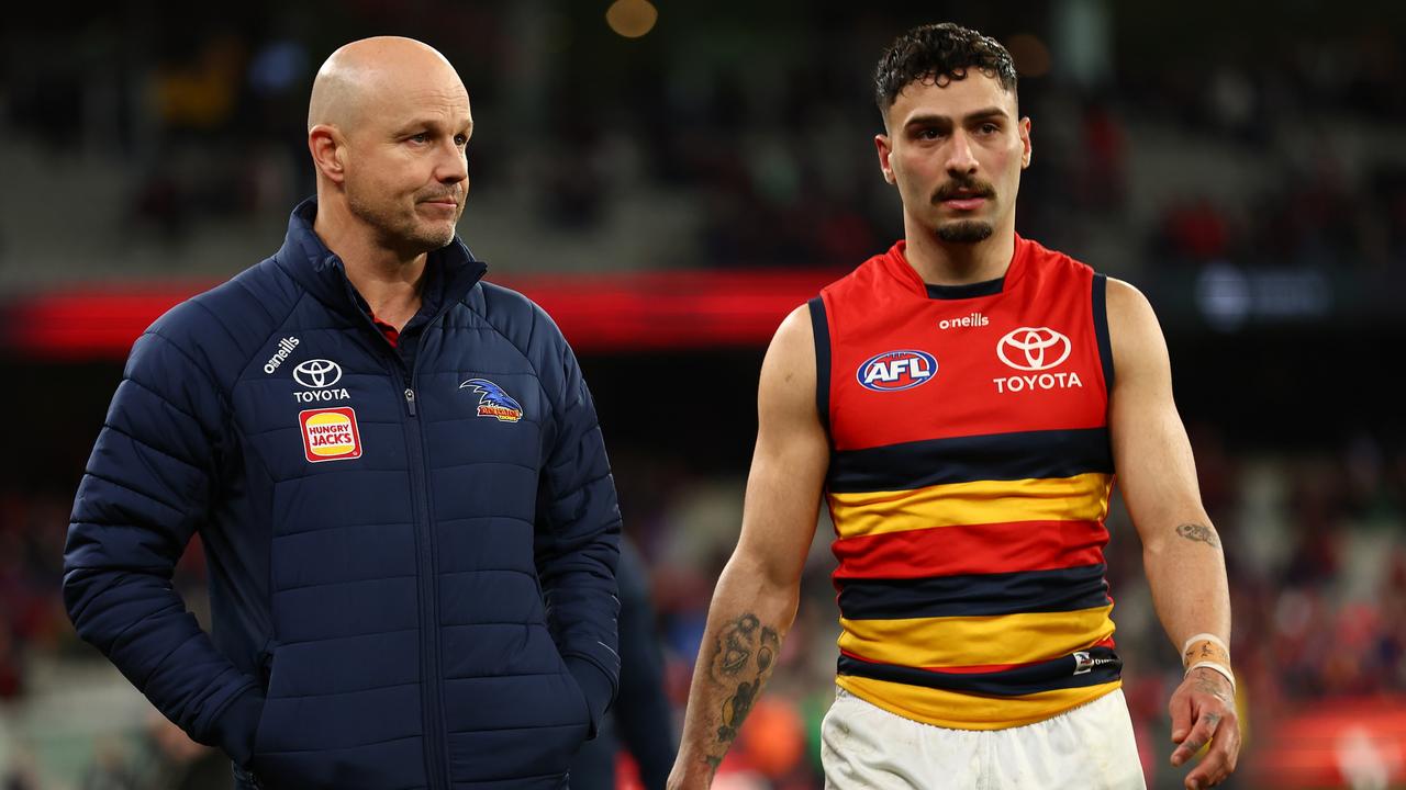 The Crows fell just short against the Dees. Picture: Graham Denholm/AFL Photos